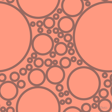bubbles, circles, sponge, big, medium, small, 9 pixel line width, Dark Chestnut and Vivid Tangerine circles bubbles sponge soap seamless tileable