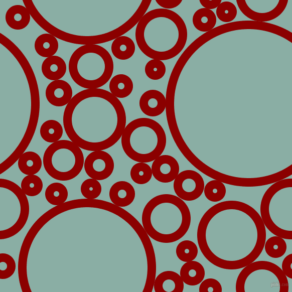 bubbles, circles, sponge, big, medium, small, 17 pixel line width, Dark Red and Sea Nymph circles bubbles sponge soap seamless tileable