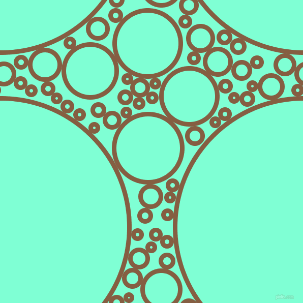 bubbles, circles, sponge, big, medium, small, 9 pixel line width, Dark Wood and Aquamarine circles bubbles sponge soap seamless tileable