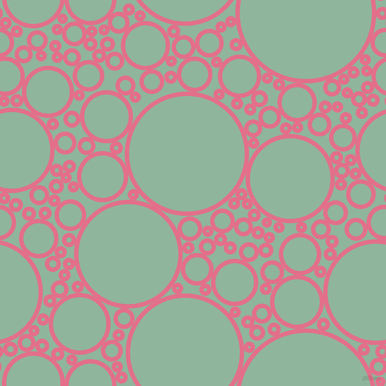 bubbles, circles, sponge, big, medium, small, 9 pixel line width, Deep Blush and Summer Green circles bubbles sponge soap seamless tileable
