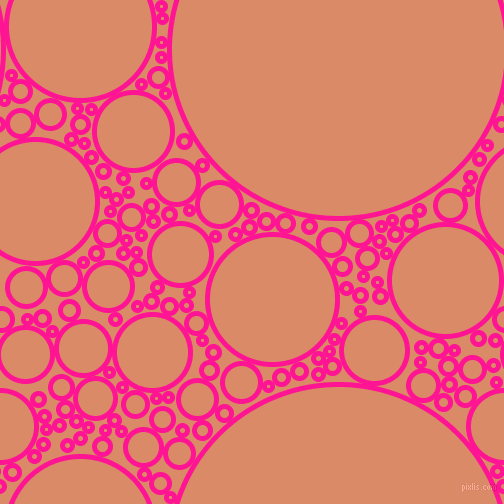 bubbles, circles, sponge, big, medium, small, 5 pixel line width, Deep Pink and Copper circles bubbles sponge soap seamless tileable
