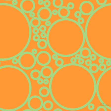 bubbles, circles, sponge, big, medium, small, 9 pixel line width, Feijoa and Neon Carrot circles bubbles sponge soap seamless tileable