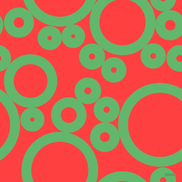 bubbles, circles, sponge, big, medium, small, 33 pixel line width, Fern and Coral Red circles bubbles sponge soap seamless tileable