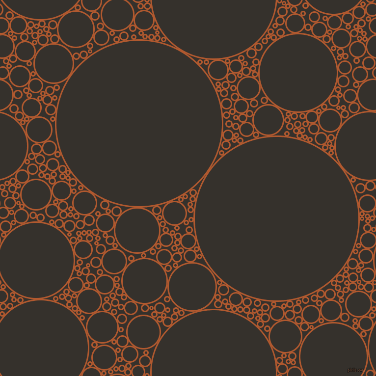 bubbles, circles, sponge, big, medium, small, 3 pixel line width, Fiery Orange and Acadia circles bubbles sponge soap seamless tileable