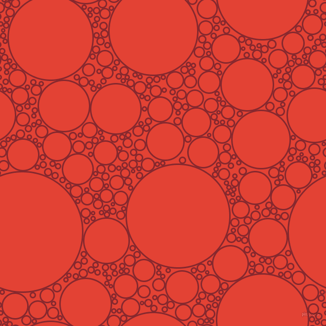 bubbles, circles, sponge, big, medium, small, 3 pixel line width, Flame Red and Cinnabar circles bubbles sponge soap seamless tileable