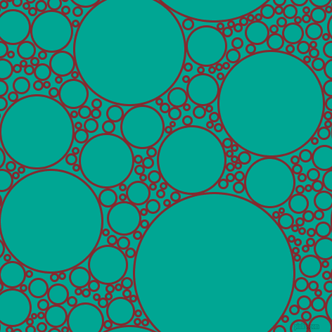 bubbles, circles, sponge, big, medium, small, 3 pixel line width, Flame Red and Persian Green circles bubbles sponge soap seamless tileable