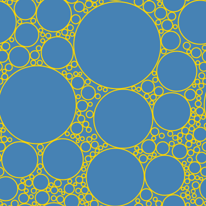 bubbles, circles, sponge, big, medium, small, 2 pixel line width, Gold and Steel Blue circles bubbles sponge soap seamless tileable