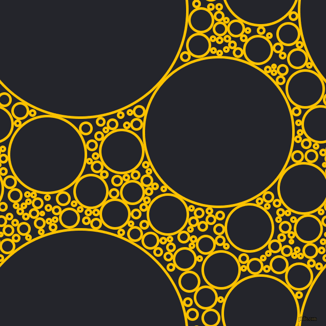 bubbles, circles, sponge, big, medium, small, 5 pixel line width, Golden Poppy and Black Russian circles bubbles sponge soap seamless tileable