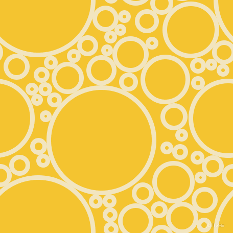 bubbles, circles, sponge, big, medium, small, 9 pixel line width, Half Colonial White and Saffron circles bubbles sponge soap seamless tileable