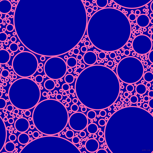 bubbles, circles, sponge, big, medium, small, 5 pixel line width, Hot Pink and New Midnight Blue circles bubbles sponge soap seamless tileable