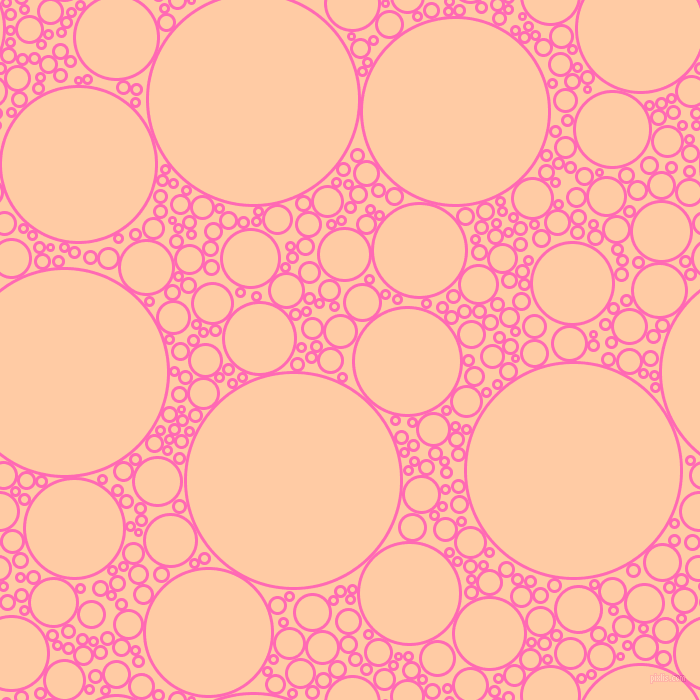 bubbles, circles, sponge, big, medium, small, 3 pixel line width, Hot Pink and Peach circles bubbles sponge soap seamless tileable