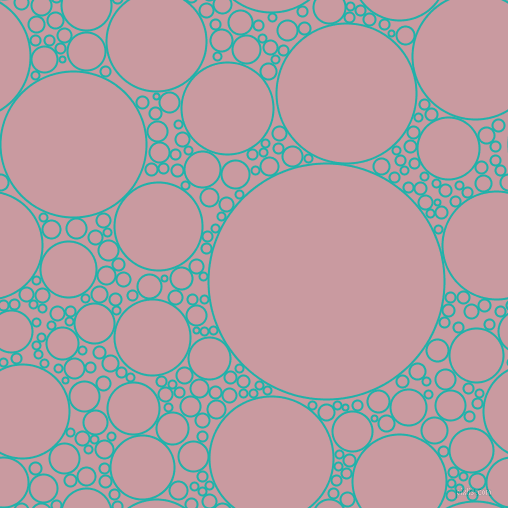 bubbles, circles, sponge, big, medium, small, 2 pixel line width, Light Sea Green and Careys Pink circles bubbles sponge soap seamless tileable