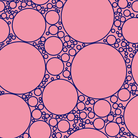 bubbles, circles, sponge, big, medium, small, 3 pixel line width, Midnight Blue and Mauvelous circles bubbles sponge soap seamless tileable