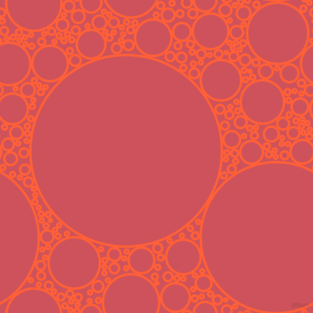 bubbles, circles, sponge, big, medium, small, 5 pixel line width, Outrageous Orange and Mandy circles bubbles sponge soap seamless tileable