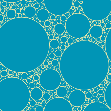 bubbles, circles, sponge, big, medium, small, 2 pixel line width, Pale Goldenrod and Bondi Blue circles bubbles sponge soap seamless tileable
