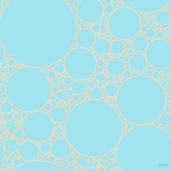 bubbles, circles, sponge, big, medium, small, 2 pixel line width, Peach Puff and Blizzard Blue circles bubbles sponge soap seamless tileable