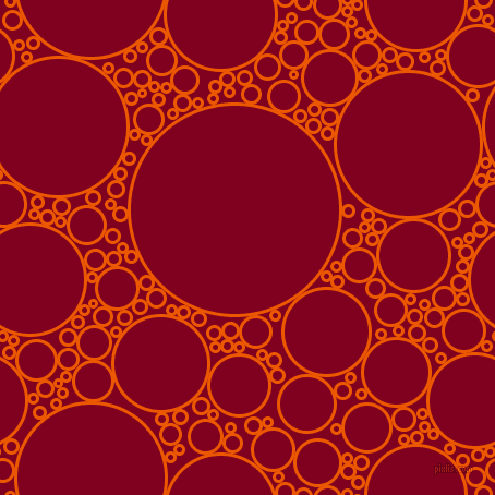 bubbles, circles, sponge, big, medium, small, 3 pixel line width, Persimmon and Burgundy circles bubbles sponge soap seamless tileable