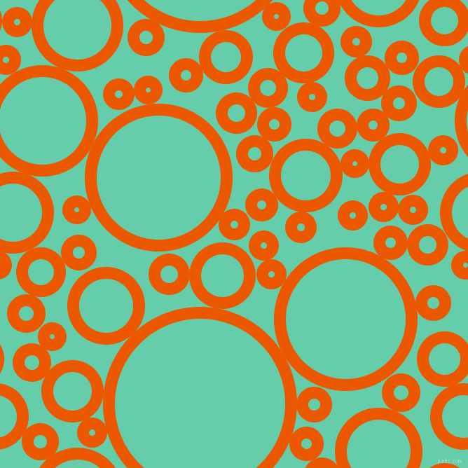bubbles, circles, sponge, big, medium, small, 17 pixel line width, Persimmon and Medium Aquamarine circles bubbles sponge soap seamless tileable