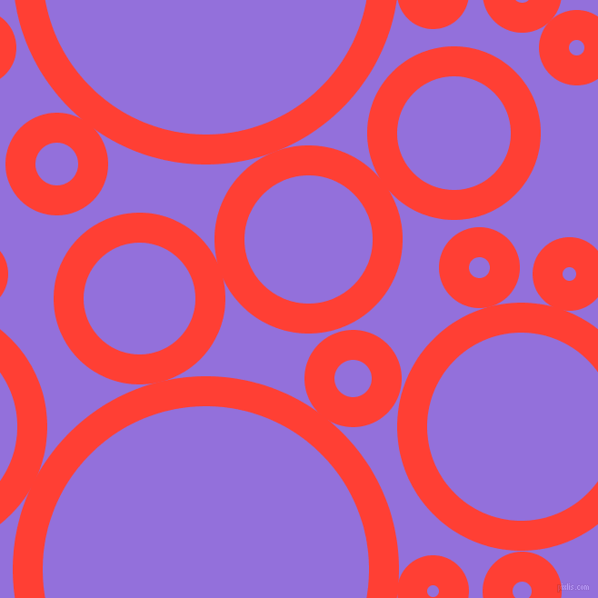 bubbles, circles, sponge, big, medium, small, 33 pixel line width, Red Orange and Medium Purple circles bubbles sponge soap seamless tileable