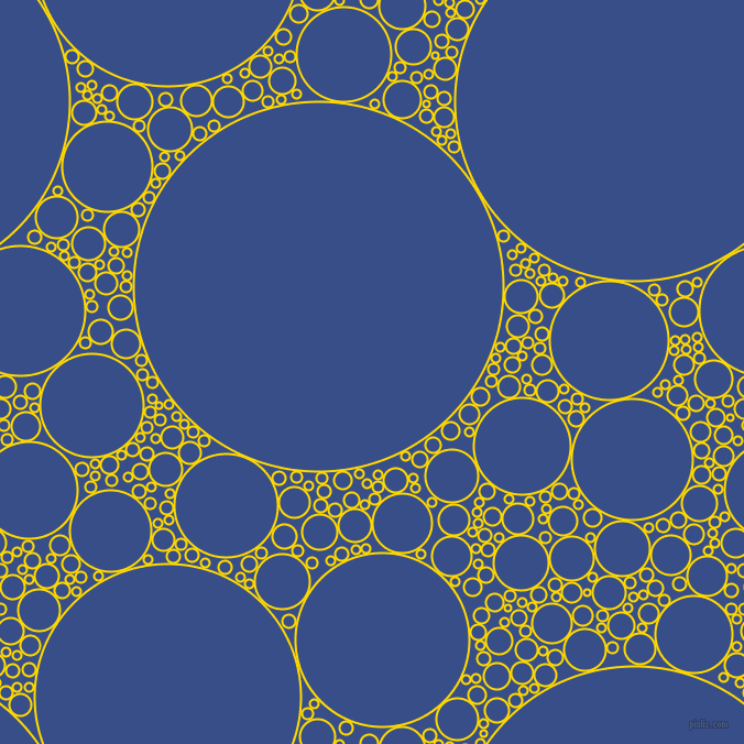 bubbles, circles, sponge, big, medium, small, 2 pixel line width, School Bus Yellow and Tory Blue circles bubbles sponge soap seamless tileable