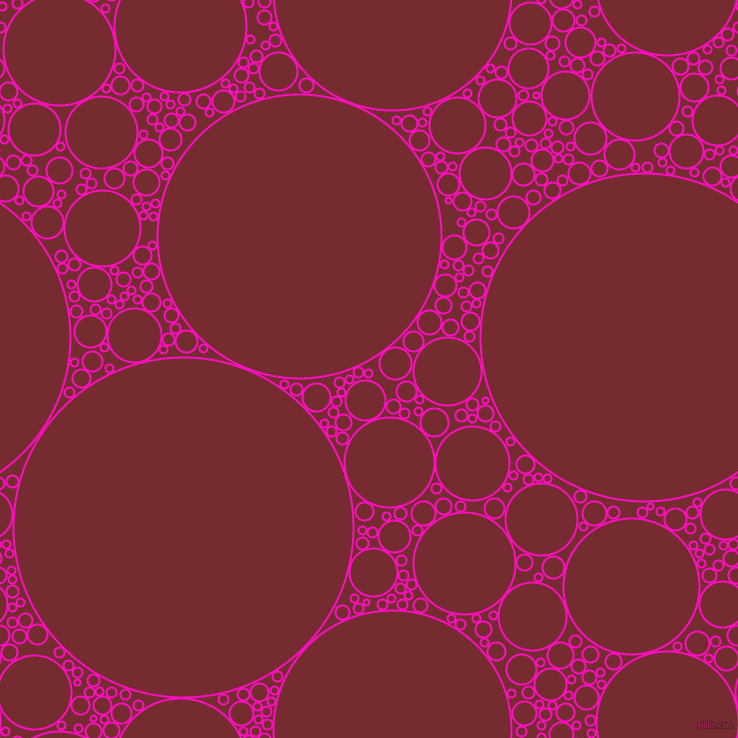 bubbles, circles, sponge, big, medium, small, 2 pixel line width, Shocking Pink and Tamarillo circles bubbles sponge soap seamless tileable