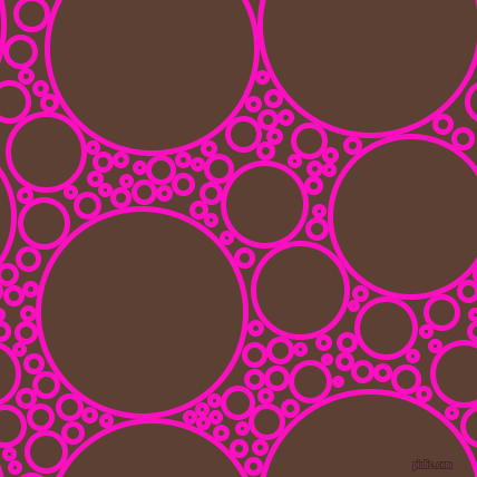 bubbles, circles, sponge, big, medium, small, 5 pixel line width, Shocking Pink and Very Dark Brown circles bubbles sponge soap seamless tileable
