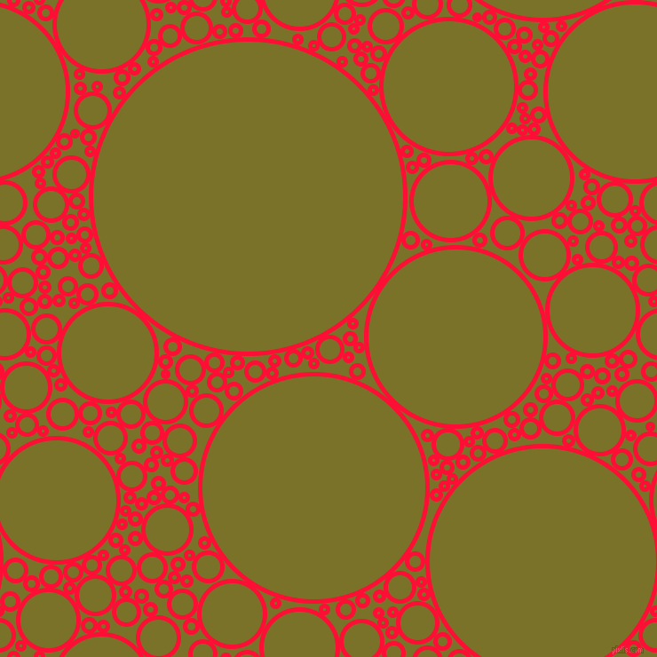 bubbles, circles, sponge, big, medium, small, 5 pixel line width, Torch Red and Pesto circles bubbles sponge soap seamless tileable