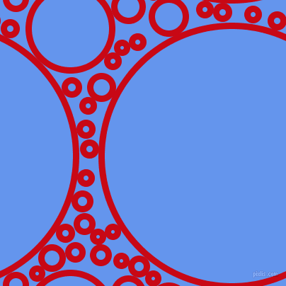 bubbles, circles, sponge, big, medium, small, 9 pixel line width, Venetian Red and Cornflower Blue circles bubbles sponge soap seamless tileable