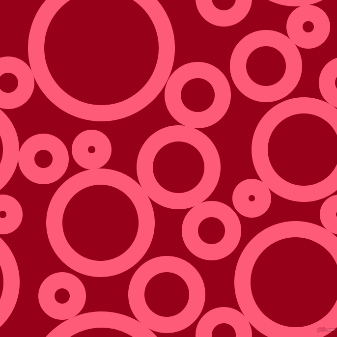 bubbles, circles, sponge, big, medium, small, 33 pixel line width, Wild Watermelon and Carmine circles bubbles sponge soap seamless tileable