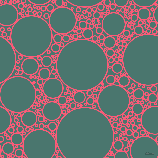 bubbles, circles, sponge, big, medium, small, 5 pixel line width, Wild Watermelon and Dark Green Copper circles bubbles sponge soap seamless tileable