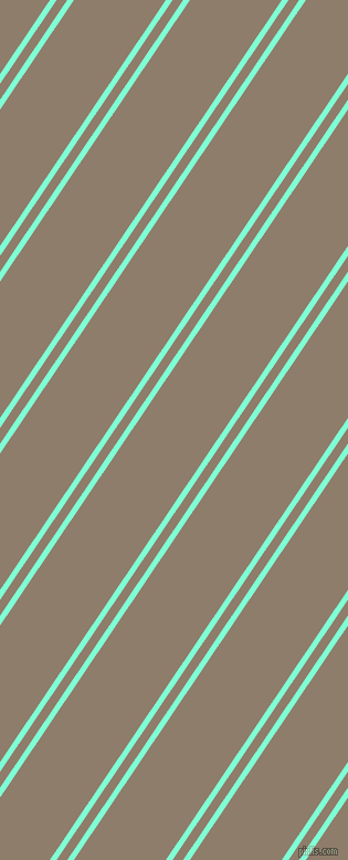 56 degree angle dual striped line, 5 pixel line width, 8 and 69 pixel line spacing, Aquamarine and Squirrel dual two line striped seamless tileable