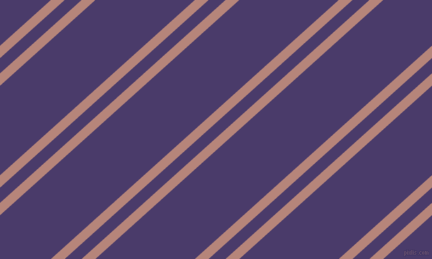 42 degree angles dual stripe line, 13 pixel line width, 16 and 94 pixels line spacing, Brandy Rose and Meteorite dual two line striped seamless tileable