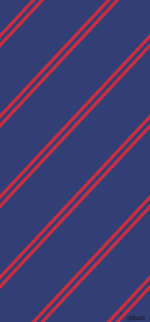 47 degree angles dual stripes lines, 7 pixel lines width, 6 and 92 pixels line spacing, Brick Red and Resolution Blue dual two line striped seamless tileable