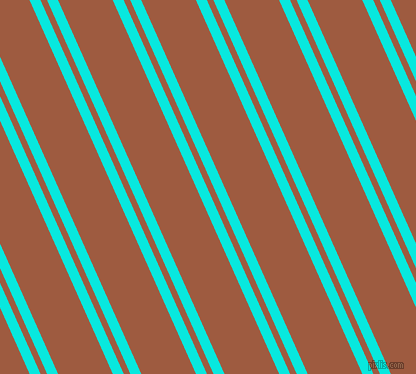 114 degree angle dual stripes lines, 10 pixel lines width, 6 and 50 pixel line spacing, Bright Turquoise and Sepia dual two line striped seamless tileable
