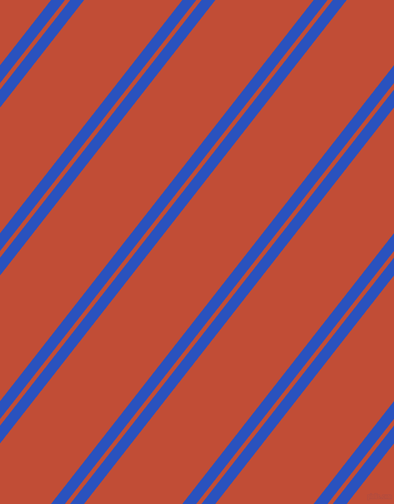 52 degree angle dual striped line, 16 pixel line width, 6 and 113 pixel line spacing, Cerulean Blue and Grenadier dual two line striped seamless tileable