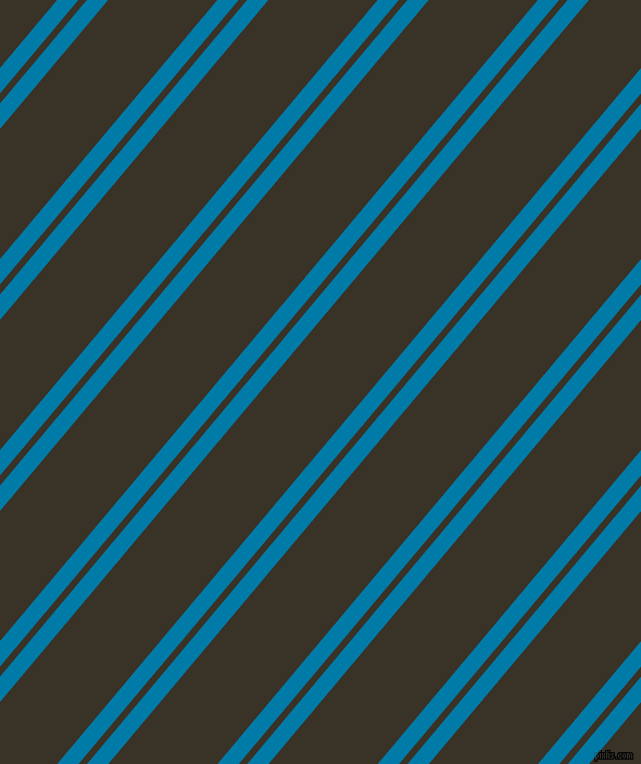 50 degree angle dual striped lines, 15 pixel lines width, 6 and 77 pixel line spacing, Cerulean and Creole dual two line striped seamless tileable