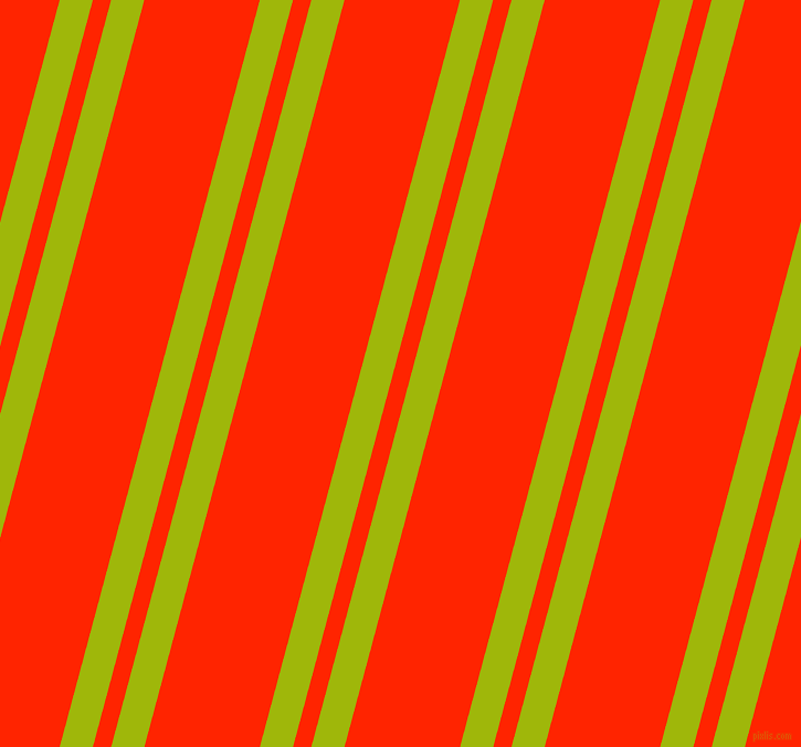 75 degree angle dual stripe lines, 29 pixel lines width, 16 and 101 pixel line spacing, Citrus and Scarlet dual two line striped seamless tileable
