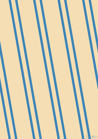 100 degree angle dual stripe line, 8 pixel line width, 14 and 53 pixel line spacing, Curious Blue and Wheat dual two line striped seamless tileable