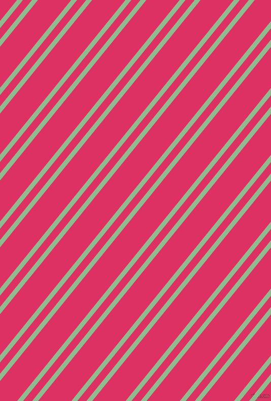 51 degree angles dual striped line, 9 pixel line width, 14 and 51 pixels line spacing, Dark Sea Green and Cerise dual two line striped seamless tileable