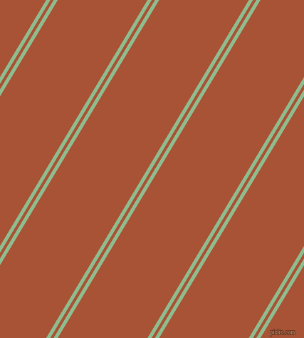 59 degree angle dual stripe line, 5 pixel line width, 4 and 108 pixel line spacing, Dark Sea Green and Orange Roughy dual two line striped seamless tileable