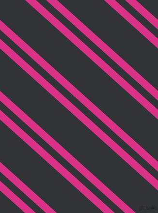 138 degree angles dual striped lines, 15 pixel lines width, 14 and 65 pixels line spacing, Deep Cerise and Ebony dual two line striped seamless tileable
