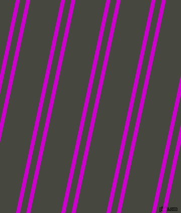78 degree angle dual stripes lines, 8 pixel lines width, 12 and 60 pixel line spacing, Deep Magenta and Heavy Metal dual two line striped seamless tileable