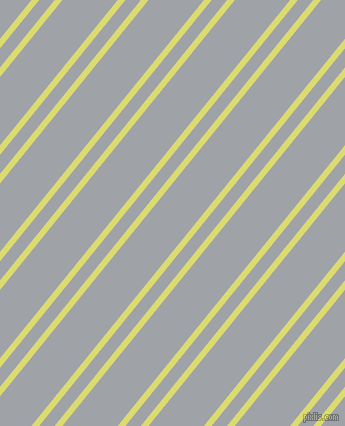51 degree angle dual striped lines, 6 pixel lines width, 12 and 43 pixel line spacing, Goldenrod and Grey Chateau dual two line striped seamless tileable