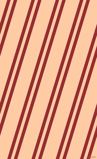 73 degree angles dual striped line, 13 pixel line width, 12 and 54 pixels line spacing, Guardsman Red and Peach dual two line striped seamless tileable