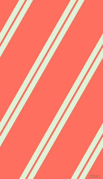 60 degree angle dual stripes line, 17 pixel line width, 6 and 108 pixel line spacing, Hint Of Green and Bittersweet dual two line striped seamless tileable
