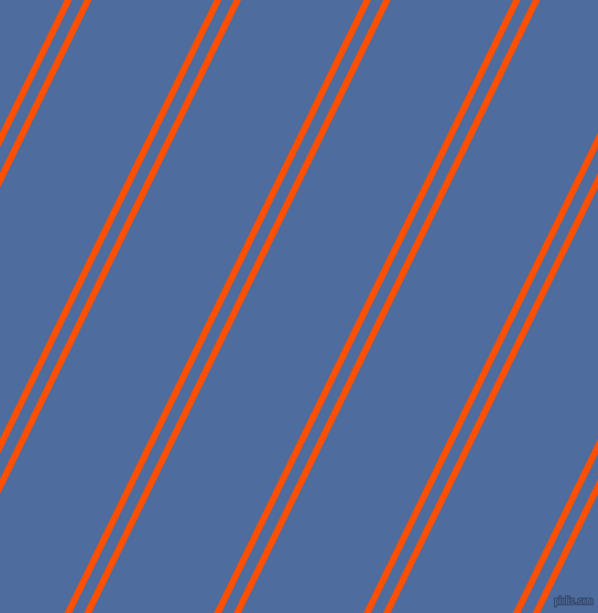 64 degree angles dual striped line, 6 pixel line width, 10 and 100 pixels line spacing, International Orange and San Marino dual two line striped seamless tileable