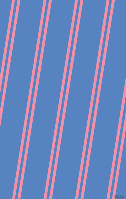 81 degree angle dual striped line, 9 pixel line width, 8 and 73 pixel line spacing, Mauvelous and Havelock Blue dual two line striped seamless tileable