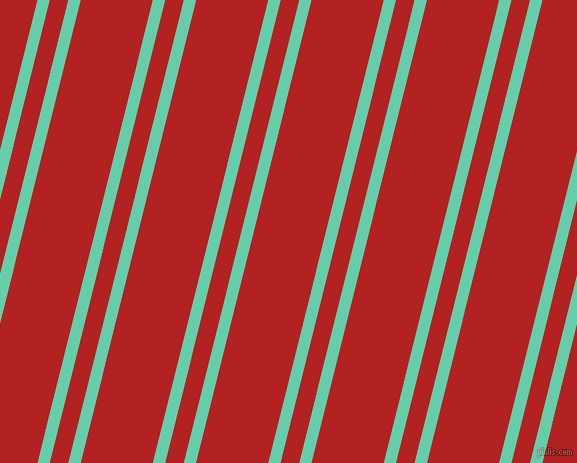 76 degree angle dual stripes line, 12 pixel line width, 18 and 70 pixel line spacing, Medium Aquamarine and Fire Brick dual two line striped seamless tileable