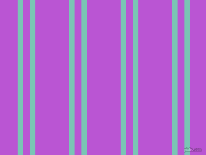 vertical dual line striped, 11 pixel line width, 14 and 69 pixels line spacing, Monte Carlo and Medium Orchid dual two line striped seamless tileable