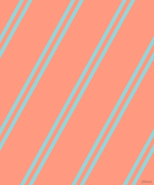 61 degree angle dual striped line, 13 pixel line width, 12 and 113 pixel line spacing, Morning Glory and Vivid Tangerine dual two line striped seamless tileable